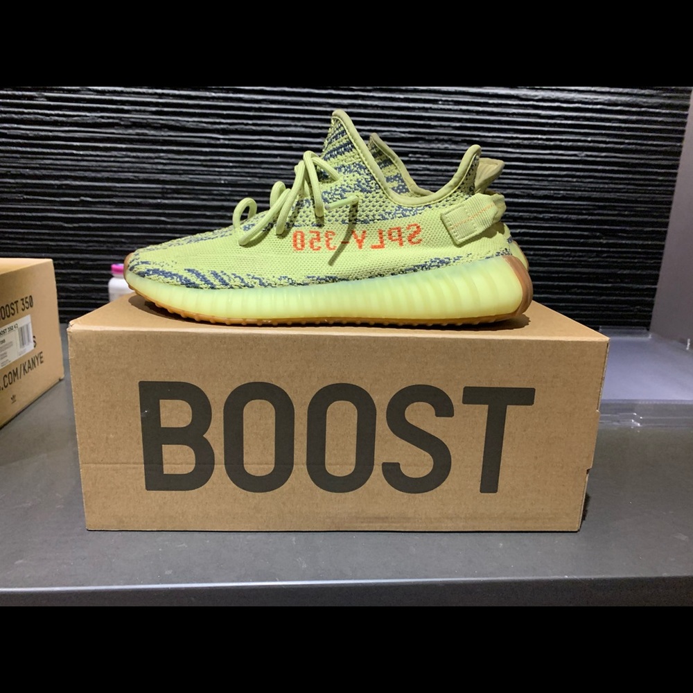 Semi frozen yellow yeezys